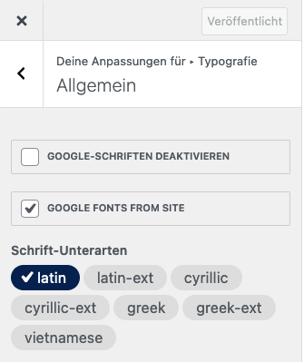 OceanWP Google Fonts